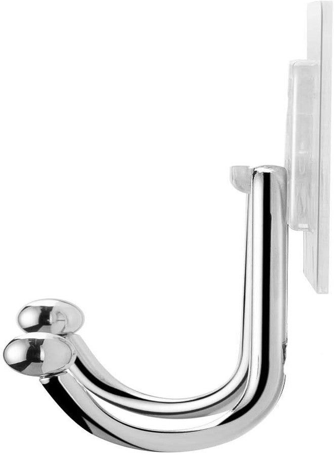 Zebroc 4Pcs Stainless Steel Wall Hangers, Bath Towel Double Hook, Self Adhesive Hooks Stick On Wall Hanging Door Clothes Holder Utility Hanging Hooks Storage (Transparent) (4, Double Hook) - Image 5